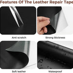 Leather Repair Patch Tape kit for Couches & Furniture Sofa Black 24x12 Inches