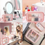 Cosmetic Organizer Bag for Women (Set of 3 Light Pink)
