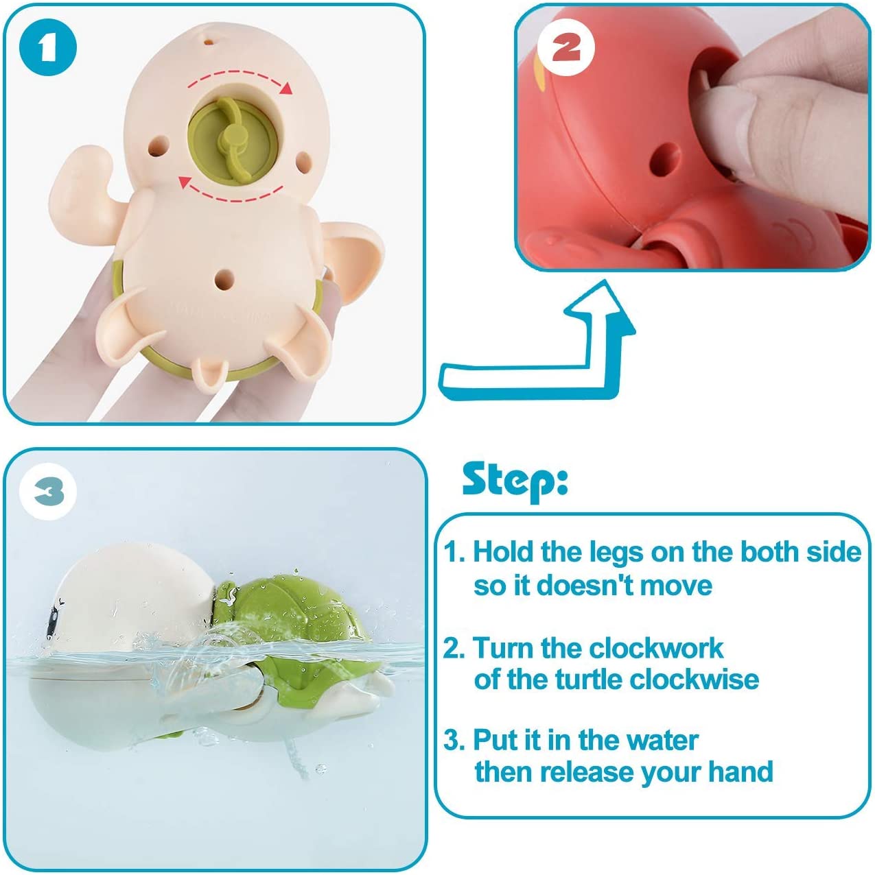 Cute Swimming Turtle Bath Toys for Kids