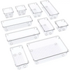 Clear Drawer Organizer Set - Pack of 10 - [4 Extra Small, 3 Small, 2 Medium, 1 Big]