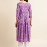 Fabclub Rayon Anarkali Printed Women Kurti (Purple)